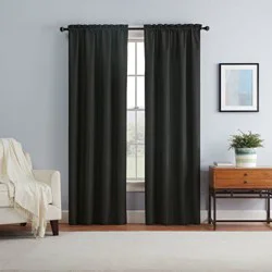 42"x63" Eclipse Blackout Braxton Thermaback Window Curtain Panel Black