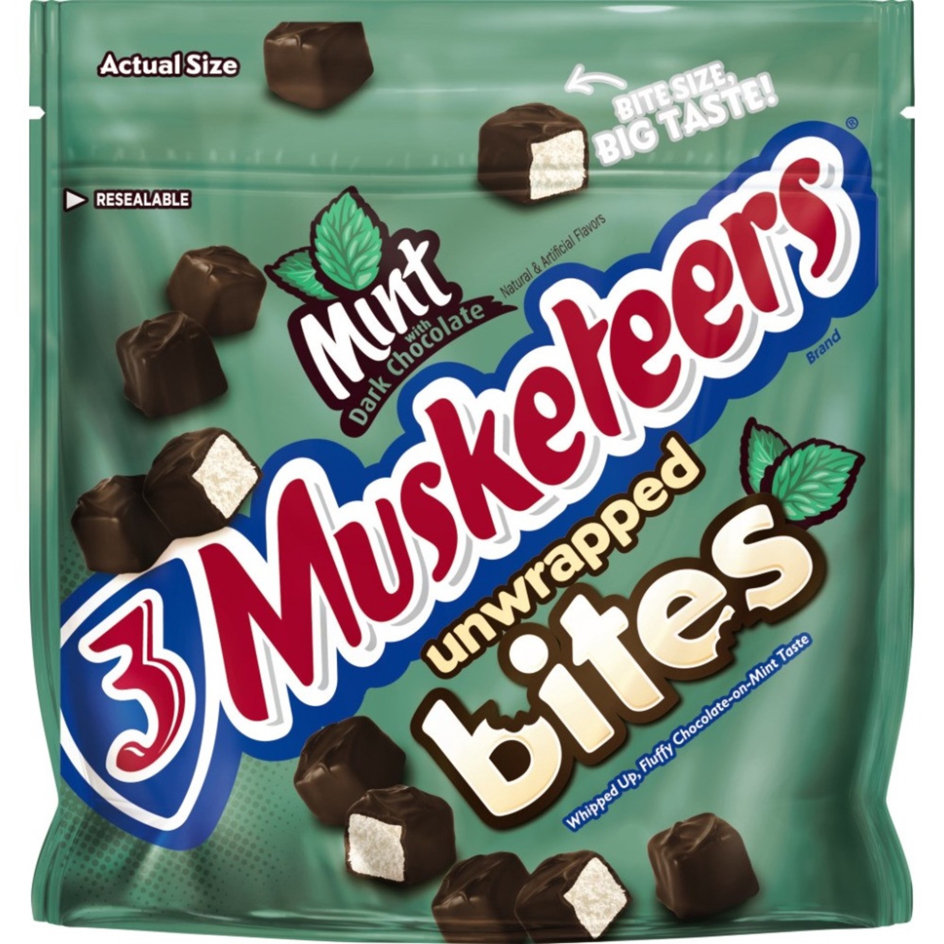 slide 1 of 1, 3 MUSKETEERS Candy, Mint, with Dark Chocolate, 6 oz