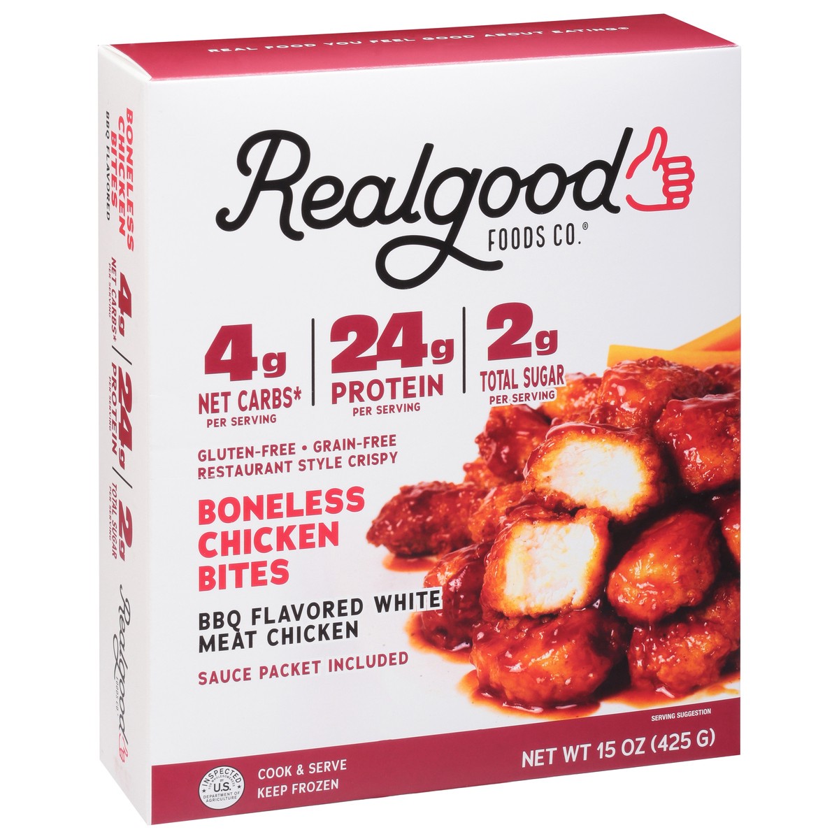 slide 9 of 14, Realgood Foods Co. Boneless BBQ Flavored White Meat Chicken Chicken Bites 15 oz, 15 oz