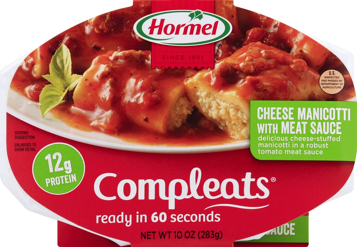 slide 5 of 6, HORMEL COMPLEATS Cheese Manicotti With Meat Sauce, 10 oz