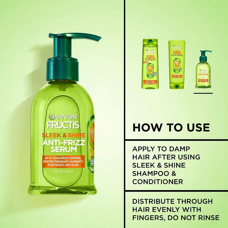 slide 4 of 10, Garnier Fructis Sleek & Shine Anti-Frizz Serum - 5.1 fl oz, 5.1 fl oz