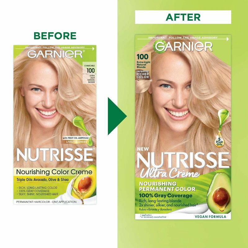 slide 9 of 9, Garnier Nutrisse Nourishing Permanent Hair Color Creme - 100 Extra-Light Natural Blonde, 1 ct