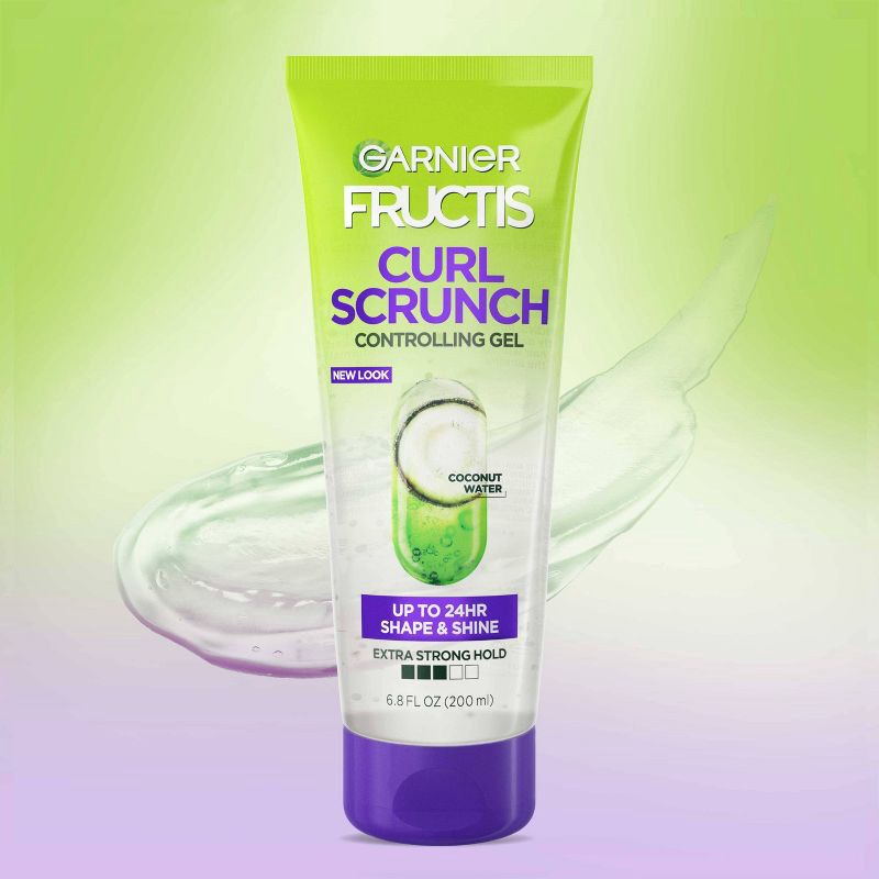 slide 2 of 9, Garnier Fructis Style Curl Scrunch Extra Strong Hold Controlling Gel - 6.8 fl oz, 6.8 fl oz
