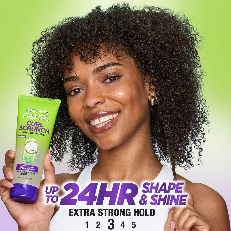 slide 4 of 9, Garnier Fructis Style Curl Scrunch Extra Strong Hold Controlling Gel - 6.8 fl oz, 6.8 fl oz