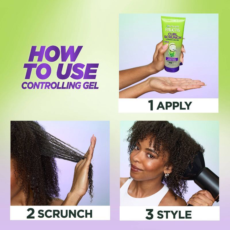 slide 5 of 9, Garnier Fructis Style Curl Scrunch Extra Strong Hold Controlling Gel - 6.8 fl oz, 6.8 fl oz