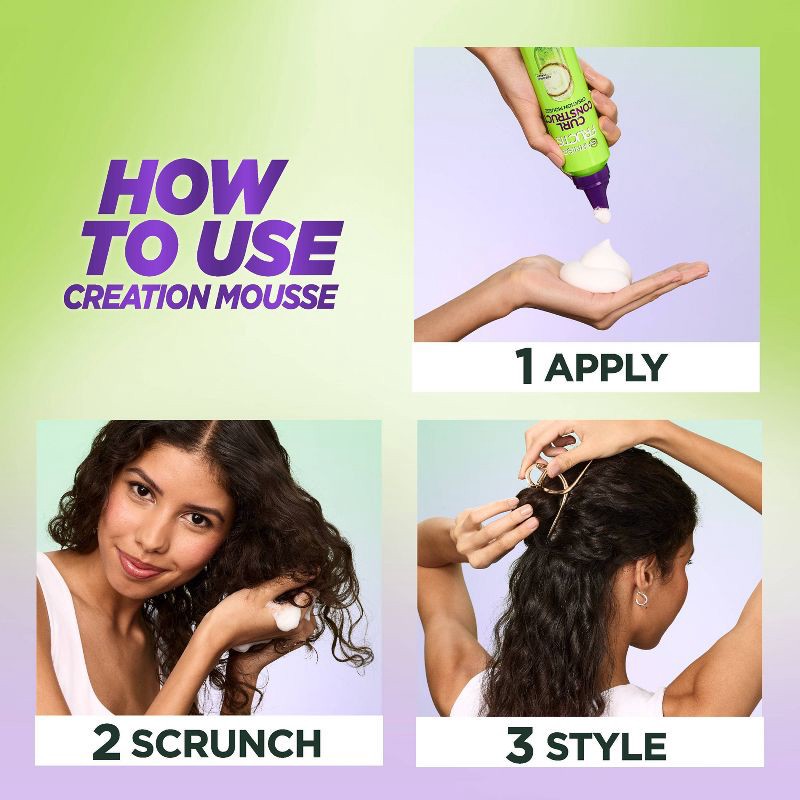slide 3 of 9, Garnier Fructis Style Curl Construct Creation Hair Mousse - 6.8oz, 6.8 oz