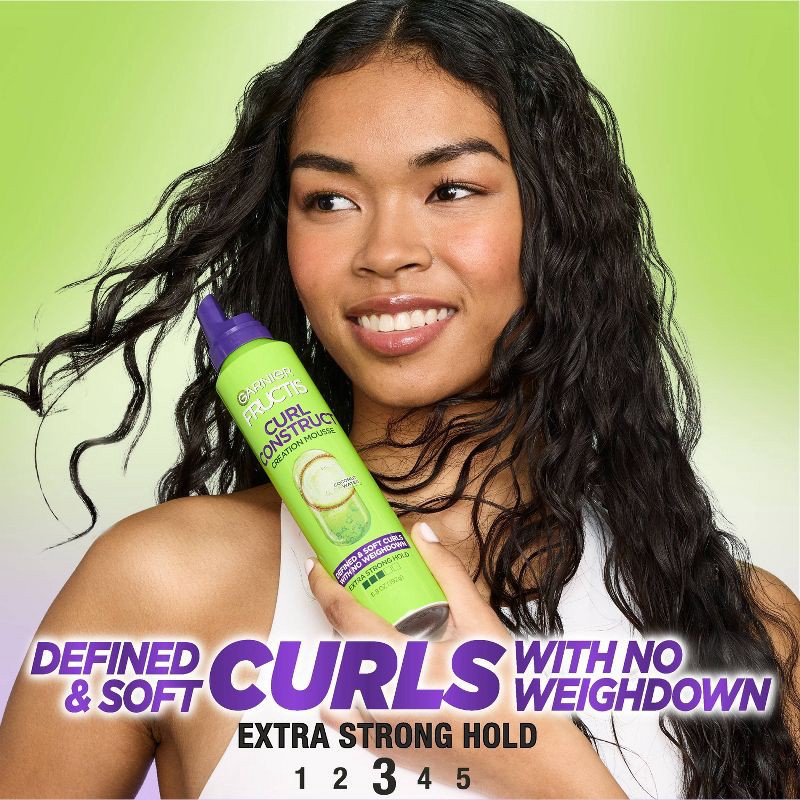 slide 4 of 9, Garnier Fructis Style Curl Construct Creation Hair Mousse - 6.8oz, 6.8 oz