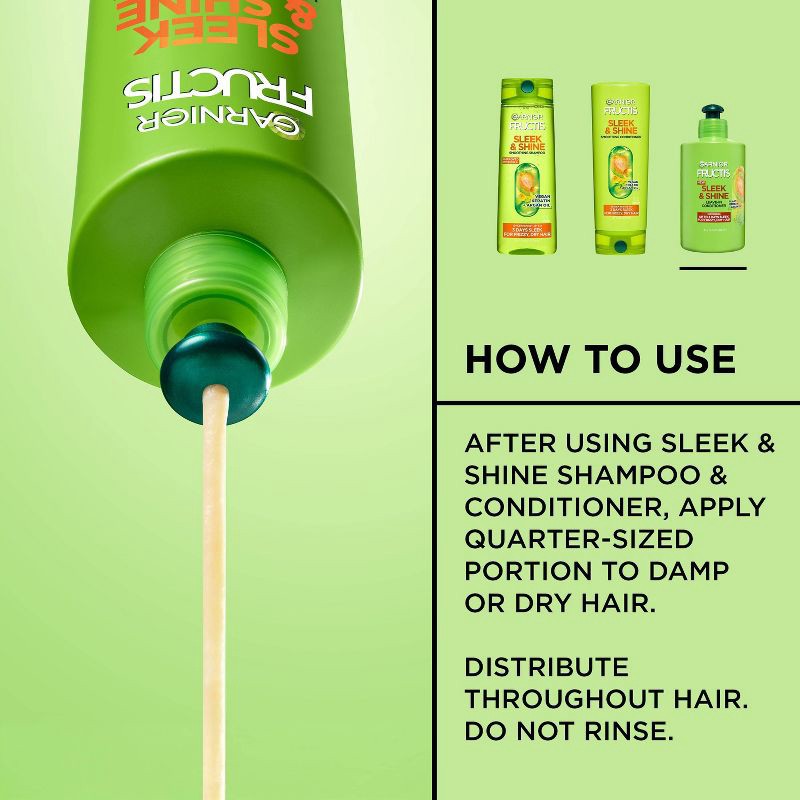 slide 4 of 10, Garnier Fructis Sleek & Shine Intensely Smooth Leave-In Conditioning Cream - 10.2 fl oz, 10.2 fl oz