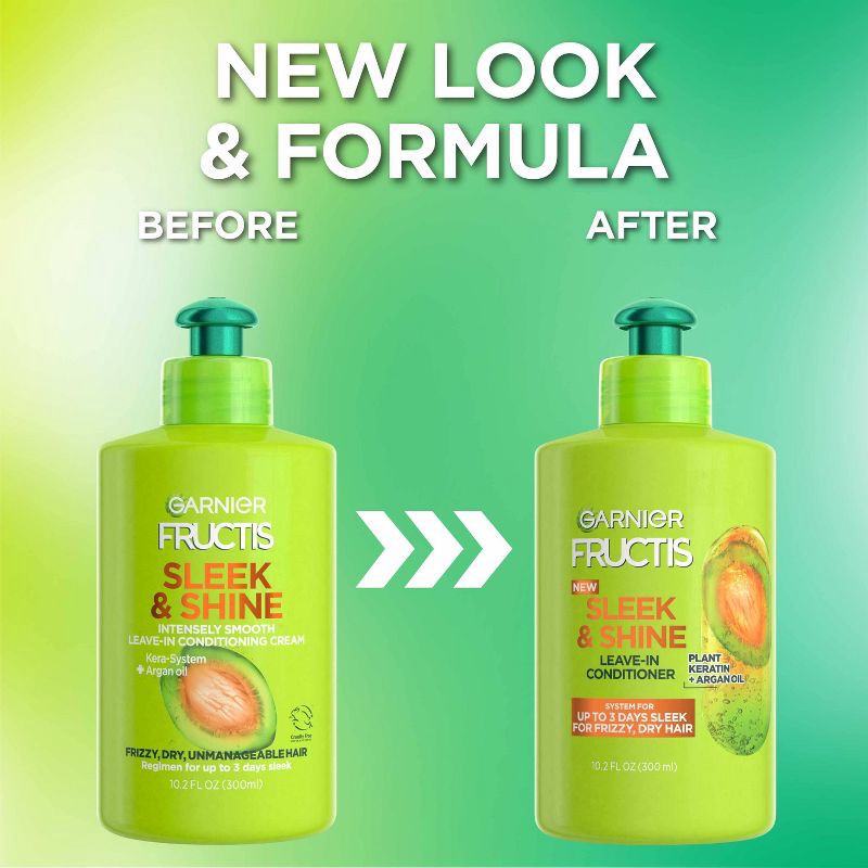 slide 9 of 10, Garnier Fructis Sleek & Shine Intensely Smooth Leave-In Conditioning Cream - 10.2 fl oz, 10.2 fl oz