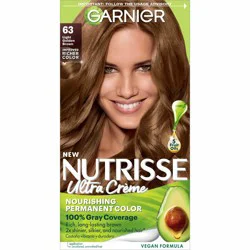 Garnier Nutrisse Nourishing Permanent Hair Color Creme - 63 Light Golden Brown: Aluminum-Free, Contains Argan Oil, Contains Coconut Oil, Vegan