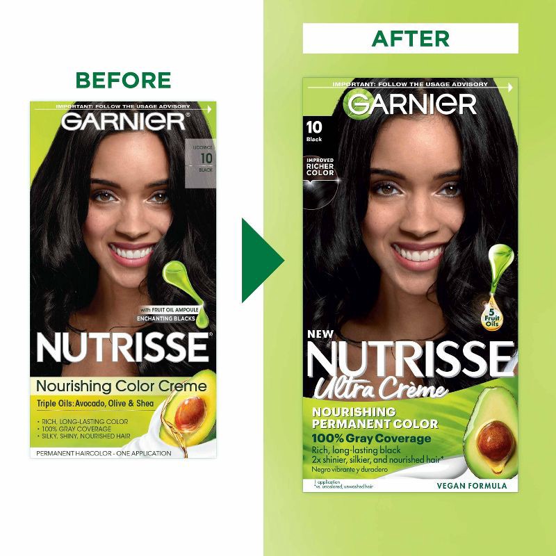 slide 9 of 9, Garnier Nutrisse Nourishing Permanent Hair Color Creme - 10 Black, 1 ct