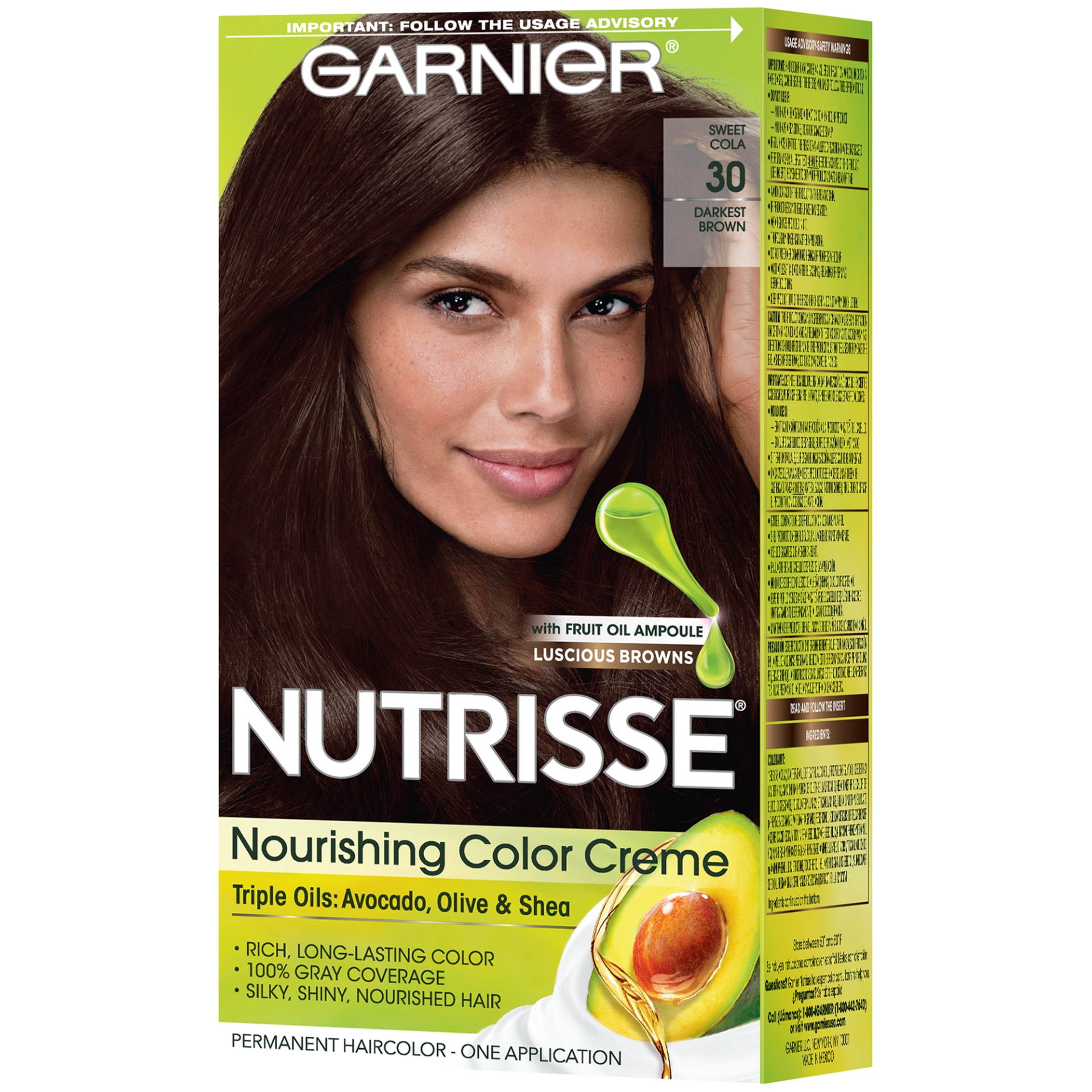 slide 5 of 8, Garnier Nutrisse Nourishing Color Creme 30 Darkest Brown, 1 kit