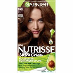 Garnier Nutrisse Nourishing Permanent Hair Color Creme - 535 Medium Golden Mahogany Brown: Aluminum-Free, With Argan Oil, Vegan