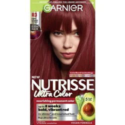 Garnier Nutrisse Ultra Color Nourishing Color Creme - R3 Light Intense Auburn: Paraben-Free, For All Hair Types, Includes Gloves