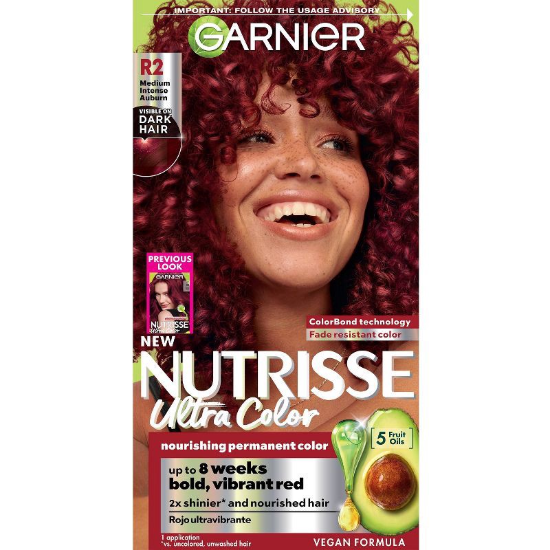 slide 1 of 14, Garnier Nutrisse Ultra Color Nourishing Color Creme - R2 Medium Intense Auburn, 1 ct