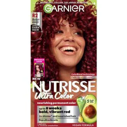 Garnier Nutrisse Ultra Color Nourishing Color Creme - R2 Medium Intense Auburn: Paraben-Free, Sulfate-Free, Aluminum-Free, Includes Gloves