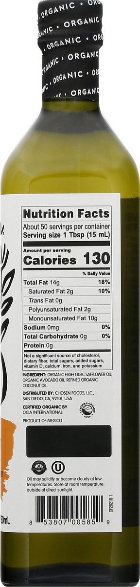 slide 4 of 9, Chosen Foods Organic Blended Oil, 750 ml