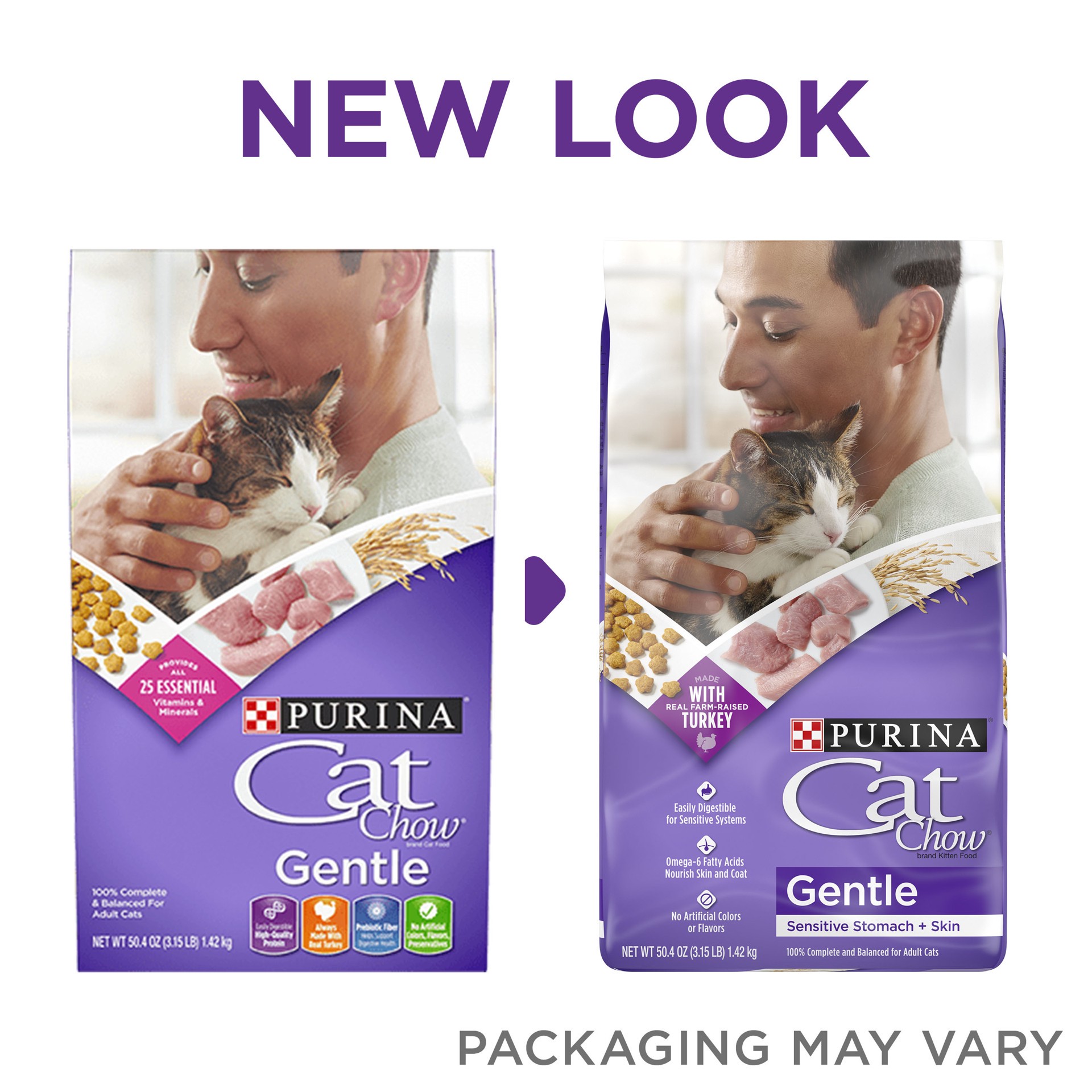 slide 3 of 9, Cat Chow Purina Cat Chow Gentle Dry Cat Food, Sensitive Stomach + Skin - 6.3 lb. Bag, 6.30 ct