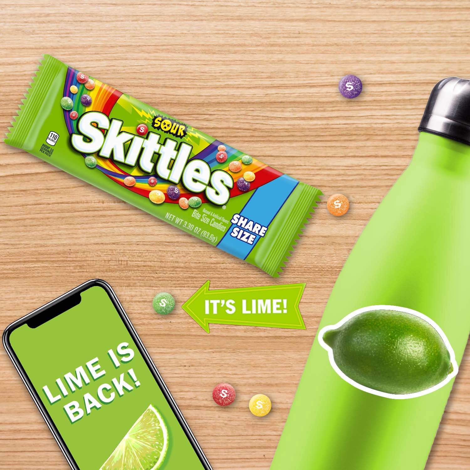 slide 2 of 8, SKITTLES Sour Candy, Share Size, 3.3 oz Bag, 3.3 oz