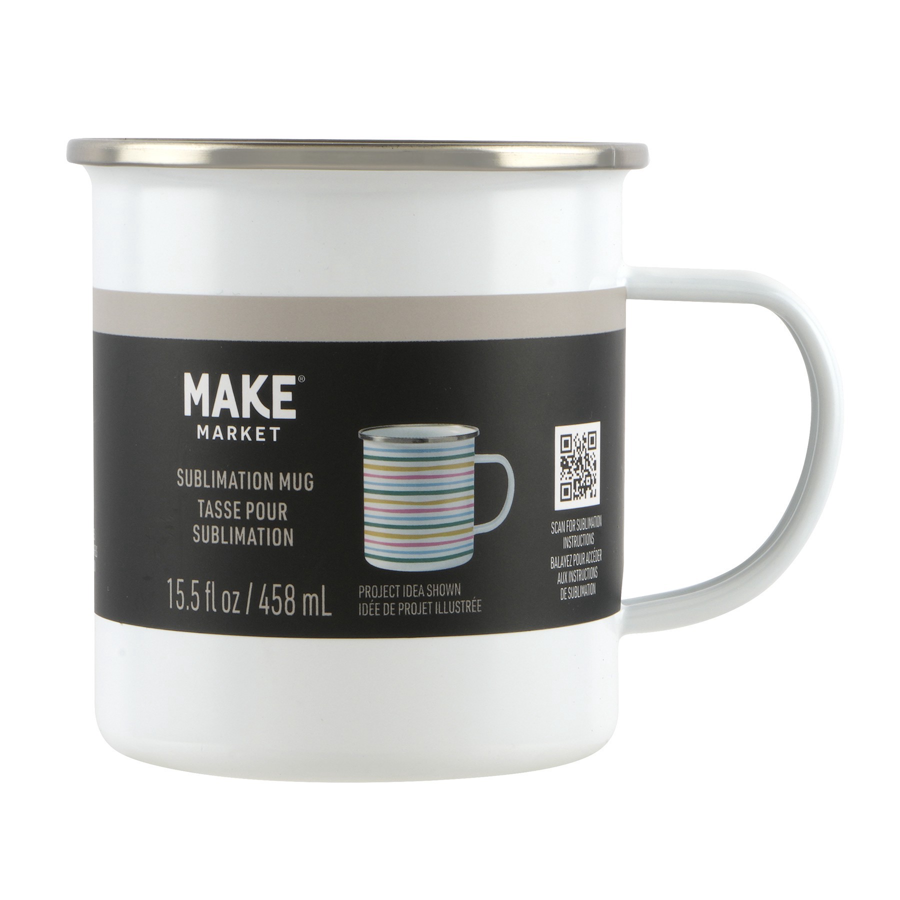 slide 2 of 3, 15.5oz. White Metal Sublimation Camping Mug By Make Market, 15.5 oz