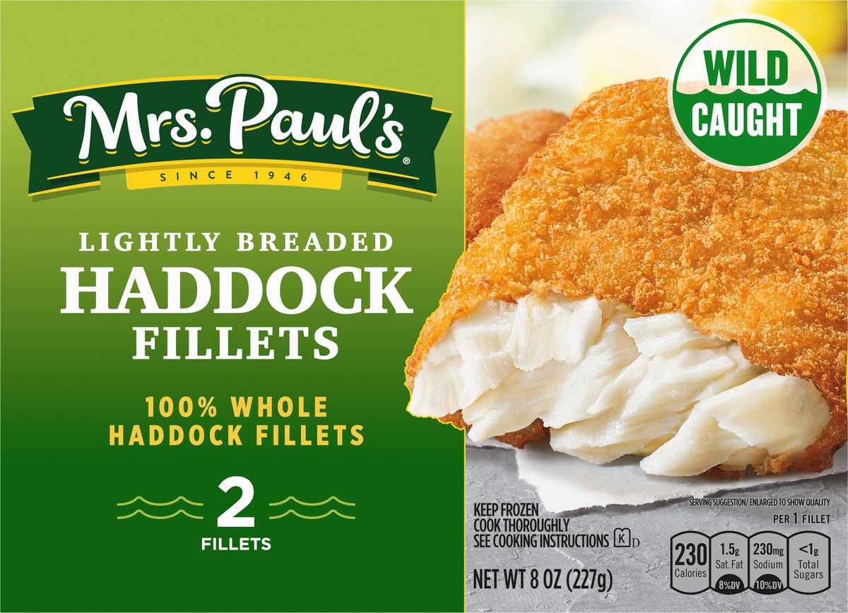 slide 4 of 7, Mrs. Paul's Lightly Breaded Haddock Fillets 2 ea, 2 ct