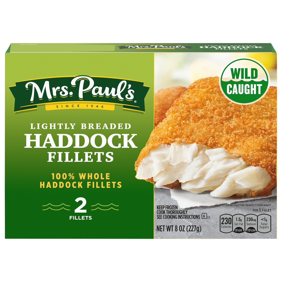 slide 1 of 7, Mrs. Paul's Lightly Breaded Haddock Fillets 2 ea, 2 ct