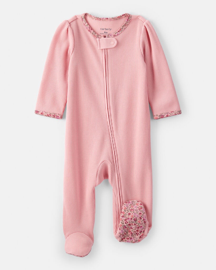 slide 2 of 4, Carter's Baby Girl Cotton Long-Sleeve 2-Way Zip Sleep & Play - Pink Pink PRE, 1 ct