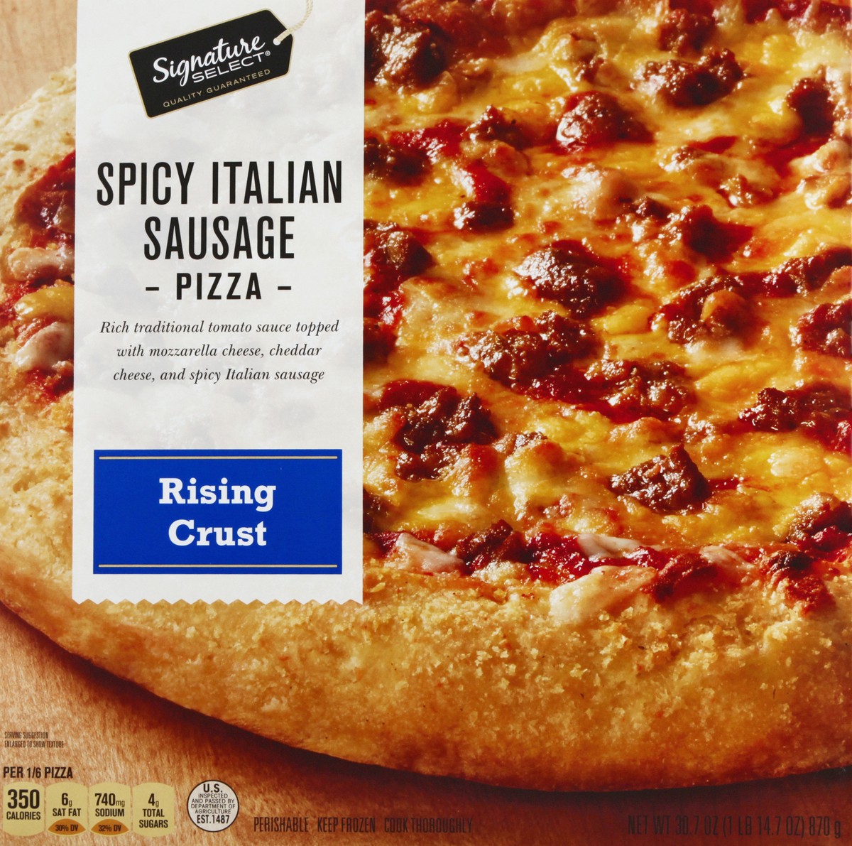 slide 5 of 7, Signature Select Rising Crust Spicy Italian Sausage Pizza 30.7 oz, 30.7 oz