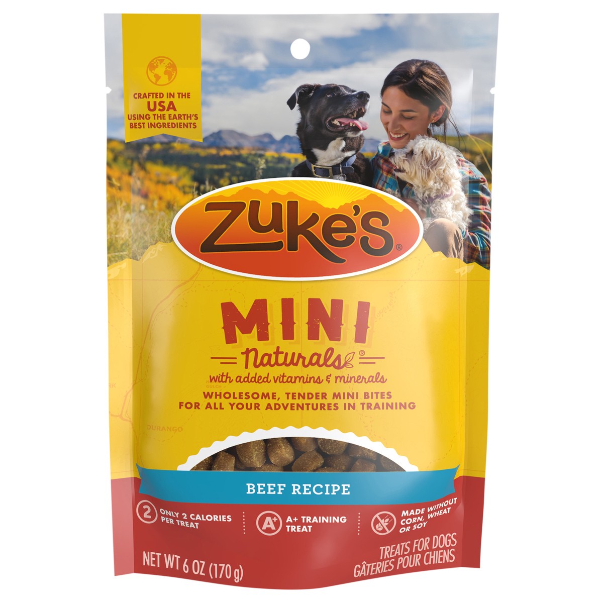slide 1 of 4, Zuke's Zuke’s Mini Naturals Soft And Chewy Dog Treats For Training Pouch, Natural Treat Bites With Beef Recipe - 6 oz. Bag, 6 oz