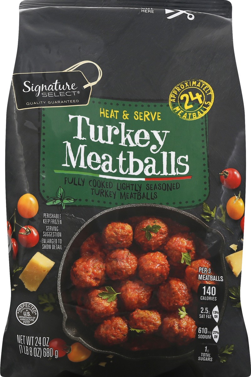 slide 4 of 7, Signature Select Turkey Meatballs Dinner Size 24 oz, 24 oz