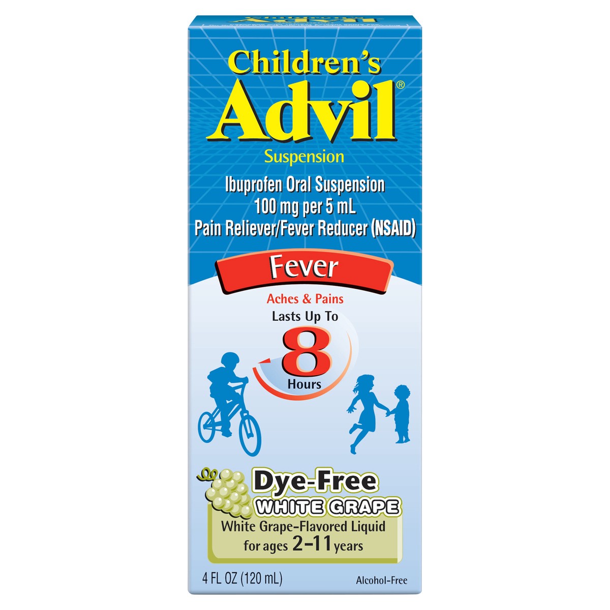 slide 12 of 13, Advil Children's Advil Pain Reliever and Fever Reducer, Dye Free Liquid Children's Ibuprofen for Pain Relief, White Grape - 4 Fl Oz, 4 fl oz
