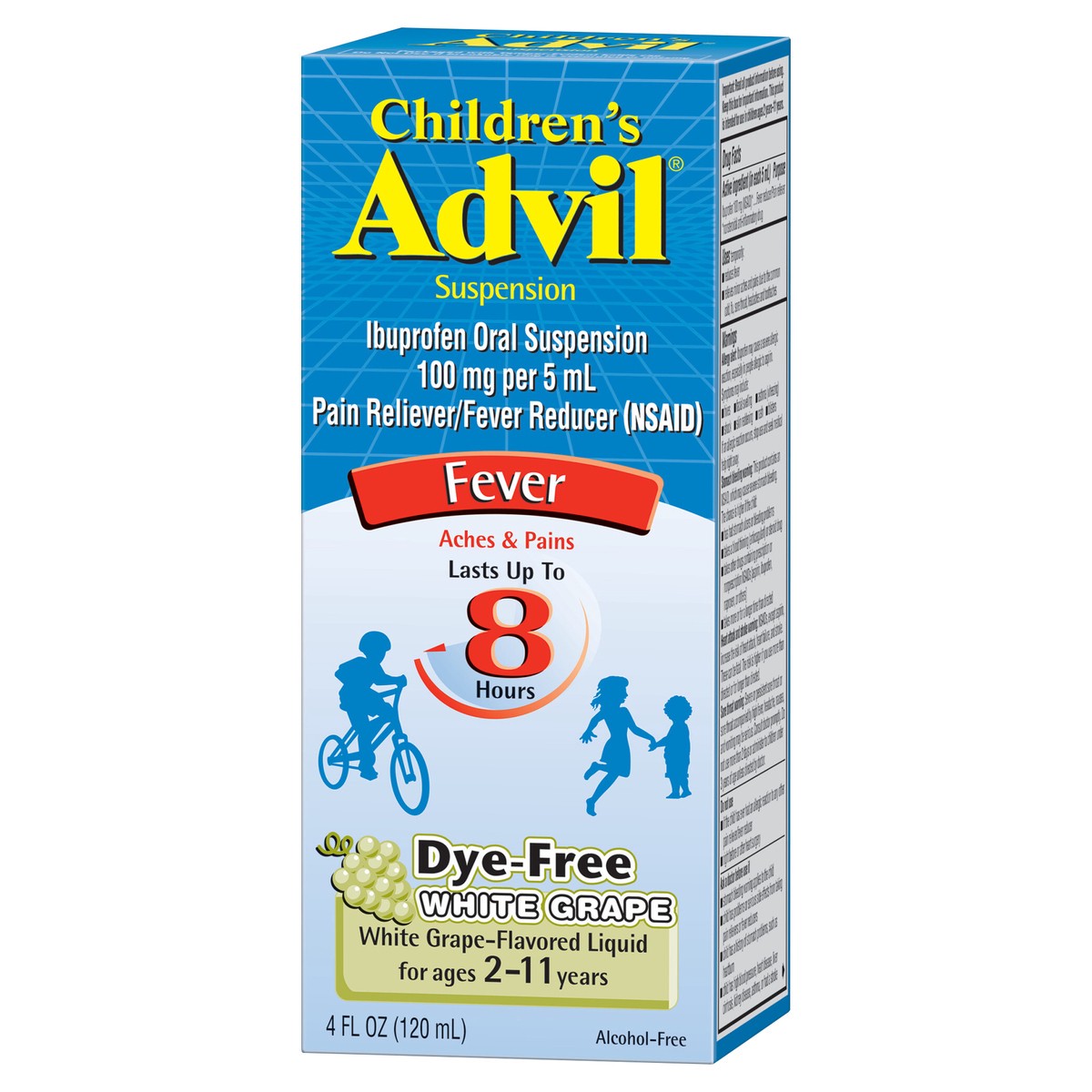 slide 7 of 13, Advil Children's Advil Pain Reliever and Fever Reducer, Dye Free Liquid Children's Ibuprofen for Pain Relief, White Grape - 4 Fl Oz, 4 fl oz