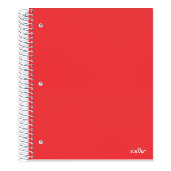 slide 1 of 4, Office Depot Brand Stellar Poly Notebook, 8" X 10-1/2, 5 Subject, Wide Ruled, 200 Pages (100 Sheets), Red, 100 ct