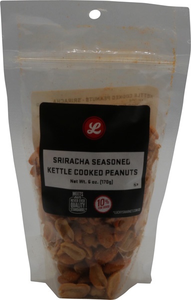 slide 1 of 1, Lucky's Sriracha Kettle Cooked Peanuts, 6 oz