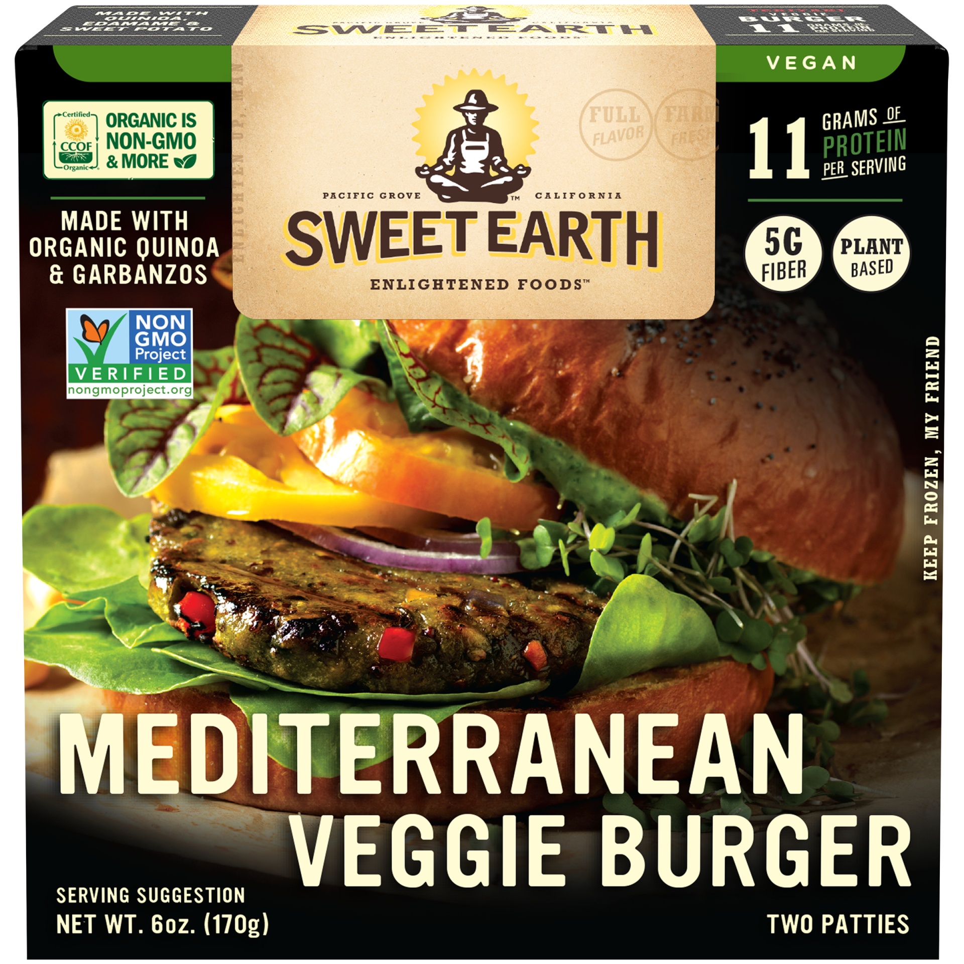 slide 2 of 4, Sweet Earth Mediterranean Veggie Burger, 6 oz