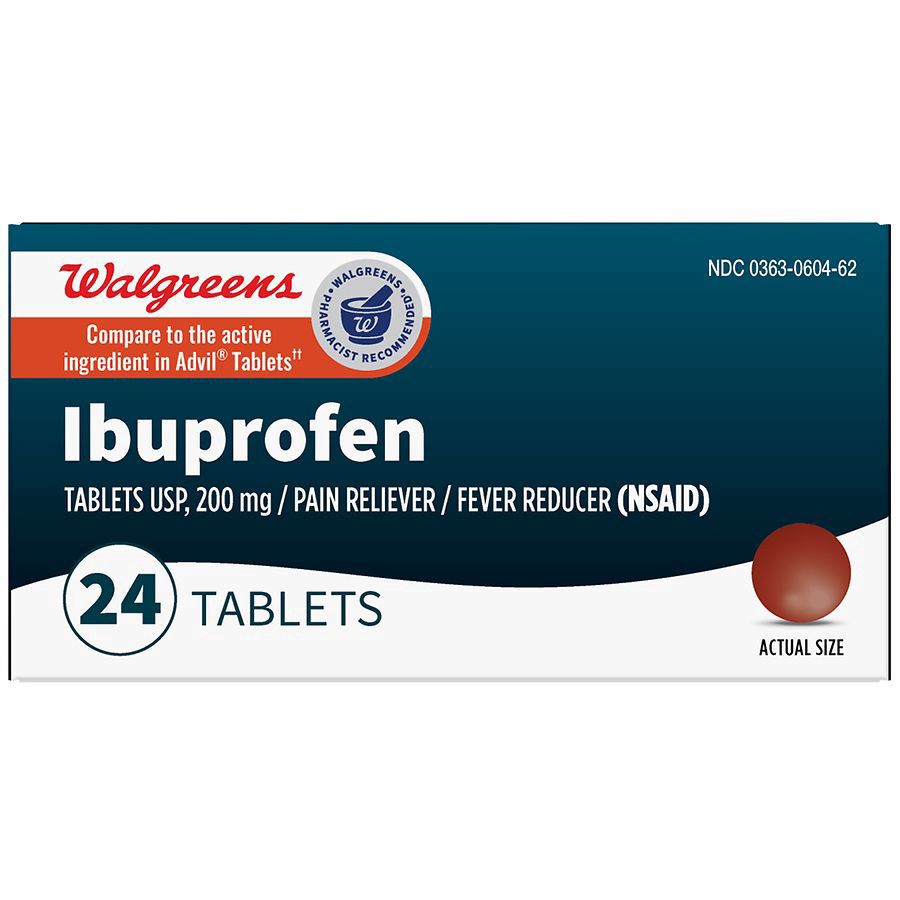 slide 1 of 5, Walgreens Ibuprofen Tablets, Pain Reliever/Fever Reducer, 24 ct