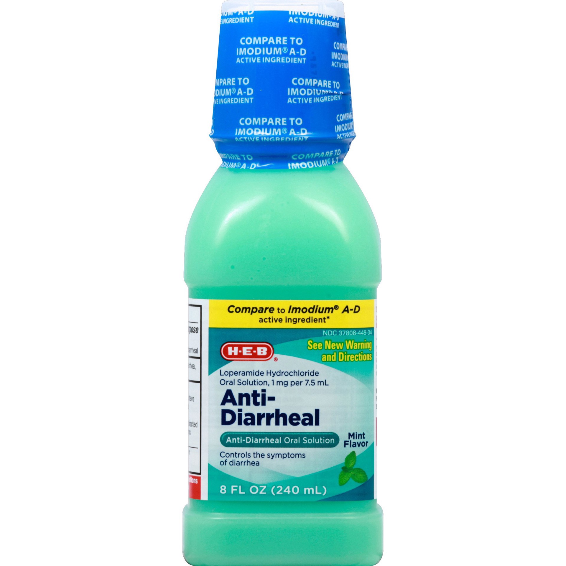 slide 1 of 1, H-E-B Anti-Diarrheal Mint Oral Suspension, 8 oz