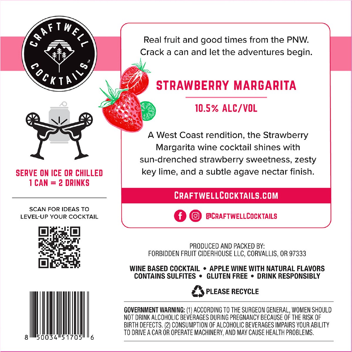 slide 4 of 8, Craftwell Cocktails Craftwell Strawberry Margarita Can, 4 ct; 12 fl oz