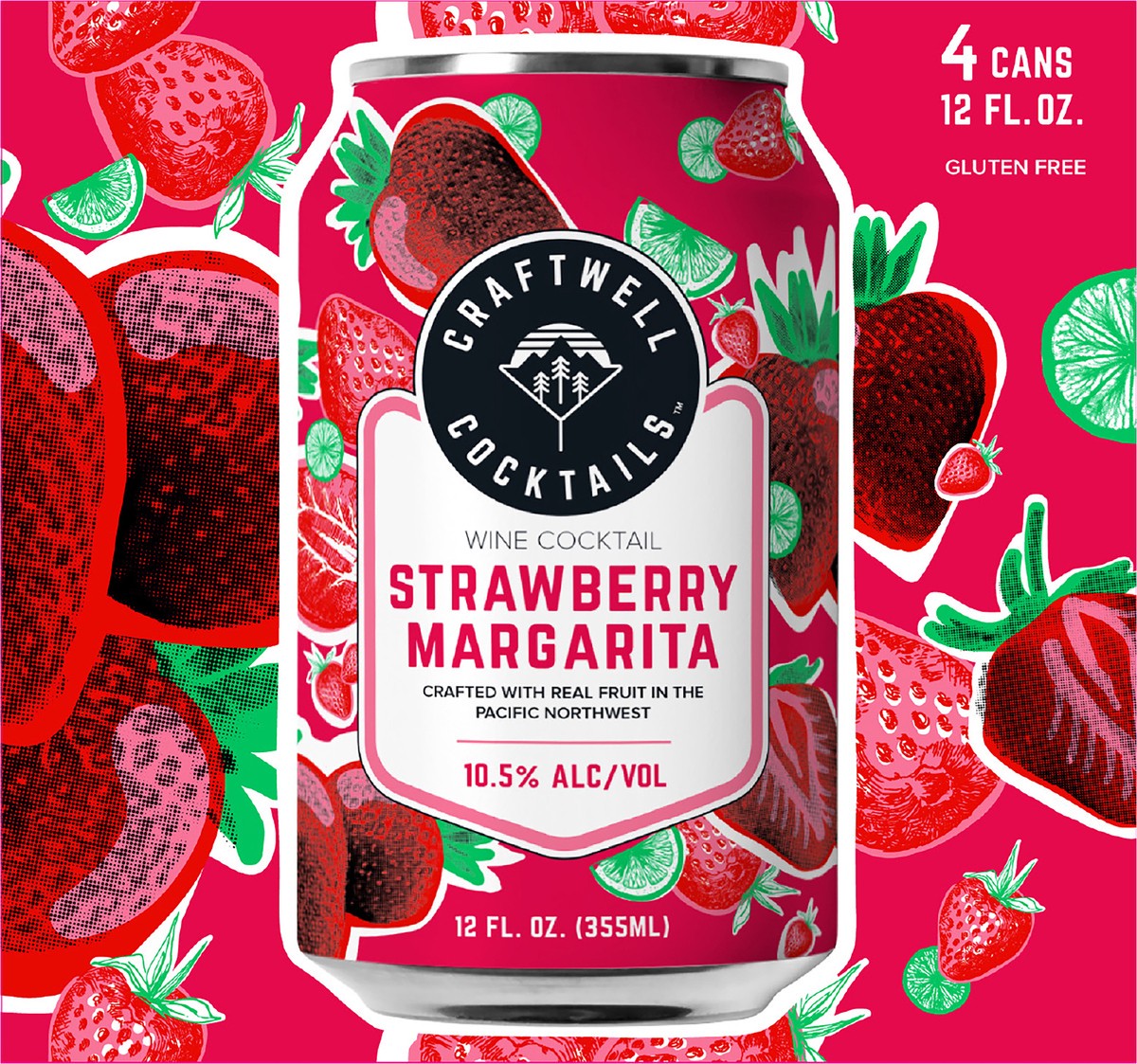 slide 2 of 8, Craftwell Cocktails Craftwell Strawberry Margarita Can, 4 ct; 12 fl oz