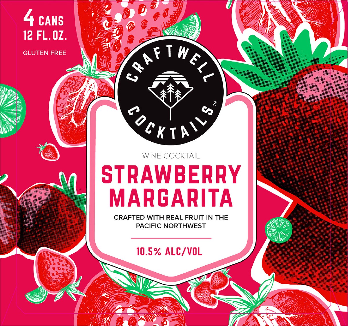 slide 7 of 8, Craftwell Cocktails Craftwell Strawberry Margarita Can, 4 ct; 12 fl oz
