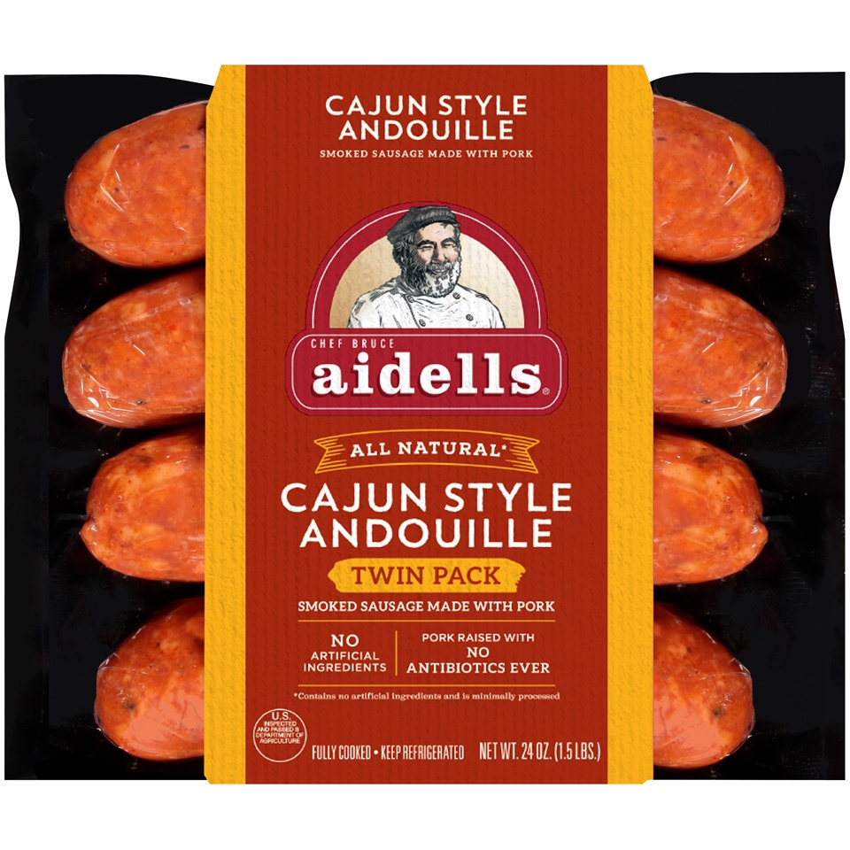 slide 1 of 1, Aidells Cajun Style Andouille Pork Sausage, 24 oz