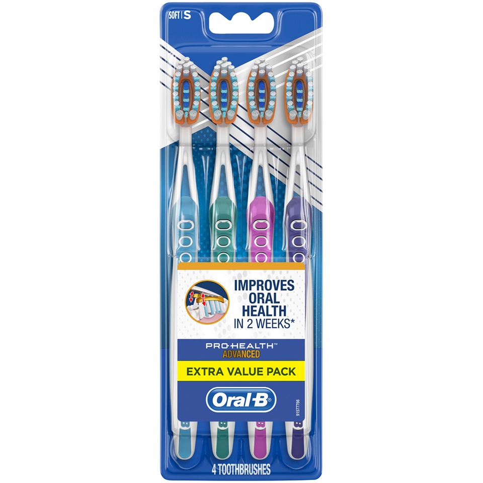 slide 1 of 1, Oral-B Pro-Health Advanced Manual Toothbrush, Soft Bristles, 4 ct