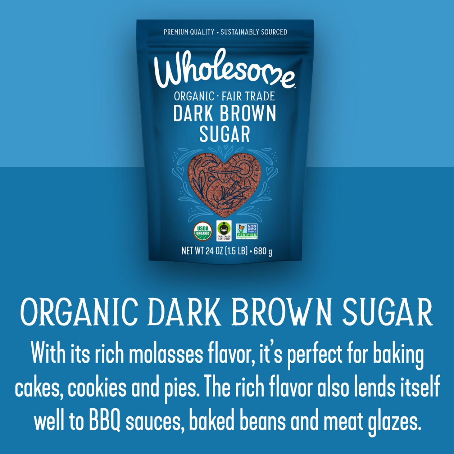 slide 6 of 8, Wholesome Organic Dark Brown Sugar 24 oz, 24 oz