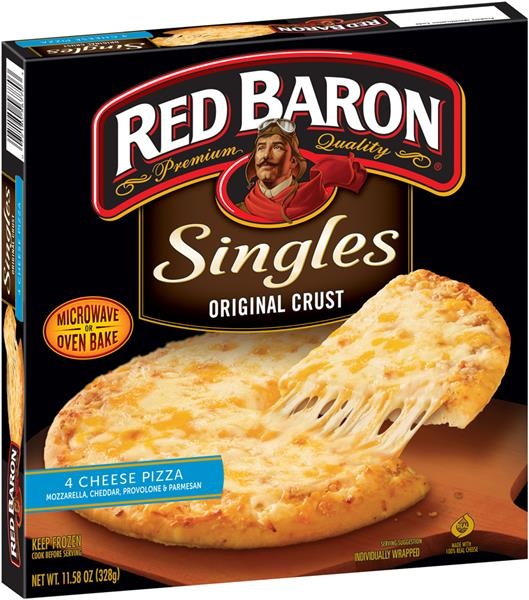 slide 1 of 4, Red Baron Pizza, 4-Cheese, Original Crust, 11.58 oz