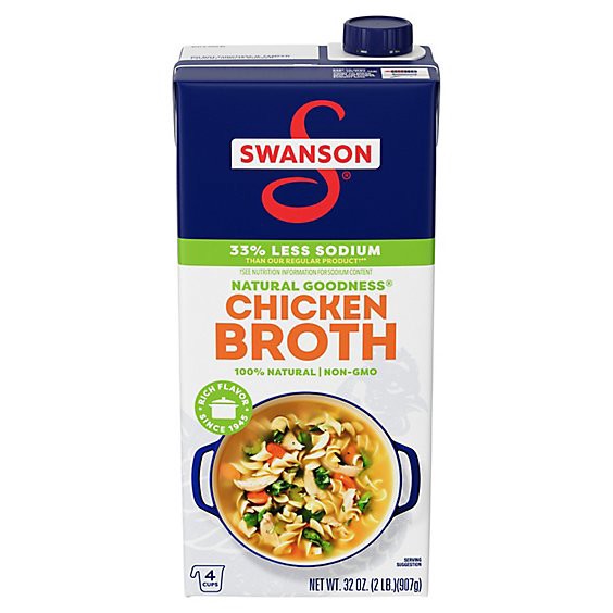slide 1 of 8, Swanson Natural Goodness Lower Sodium Chicken Broth - 32 Oz, 32 oz