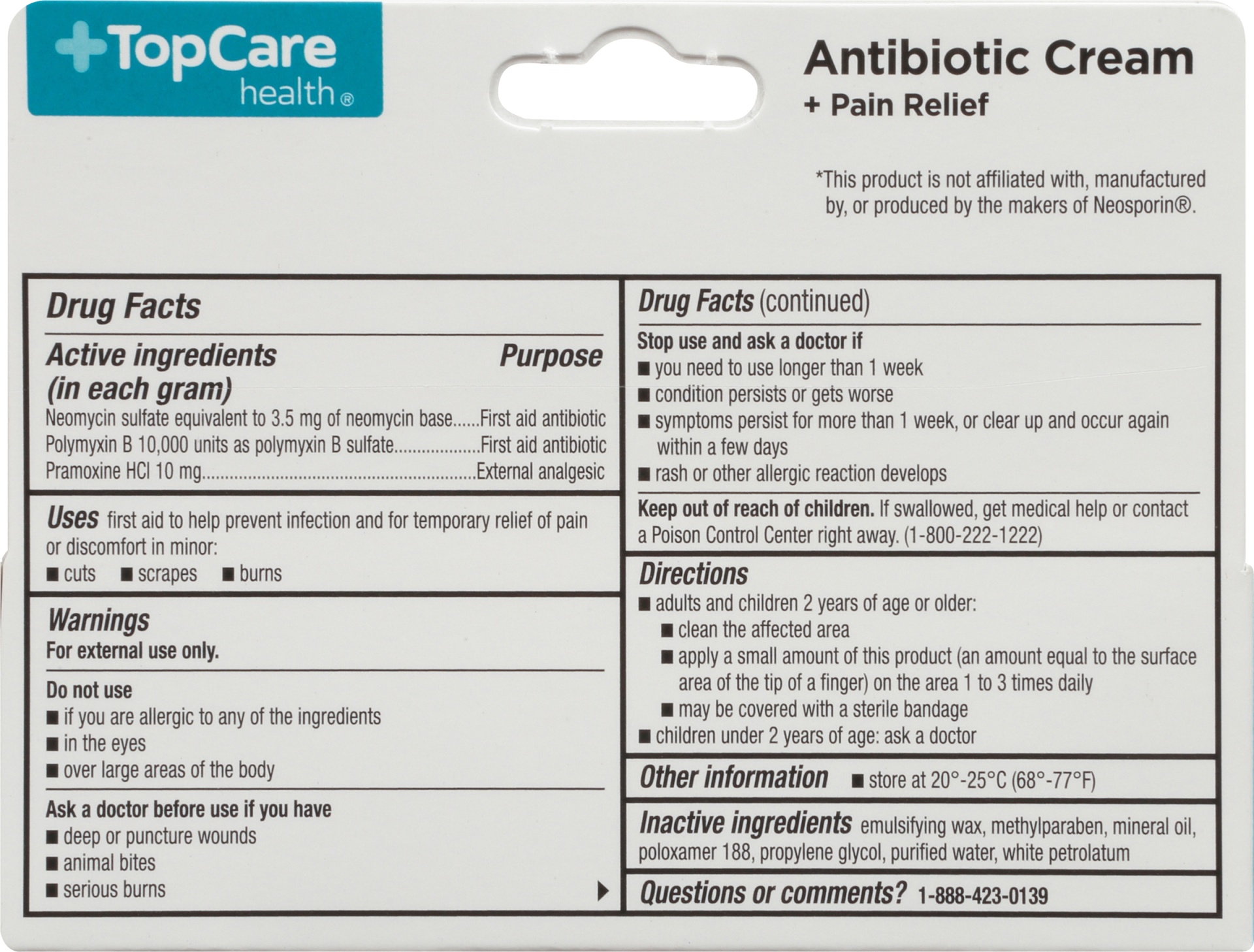 slide 2 of 6, TopCare Health Maximum Strength Antibiotic Cream + Pain Relief 0.5 oz, 0.5 oz