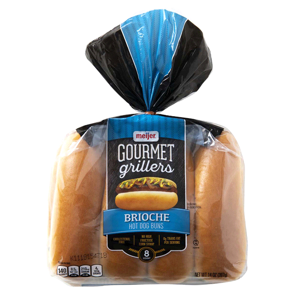 slide 1 of 1, Meijer Gourmet Griller Brioche Hot Dog Bun, 8 ct