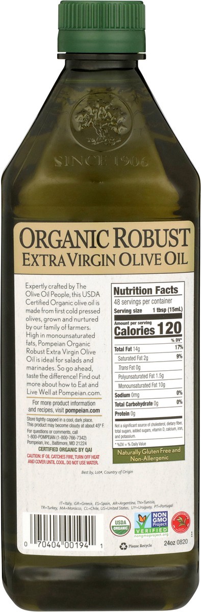 slide 6 of 9, Pompeian Organic Olive Oil, 24 fl oz
