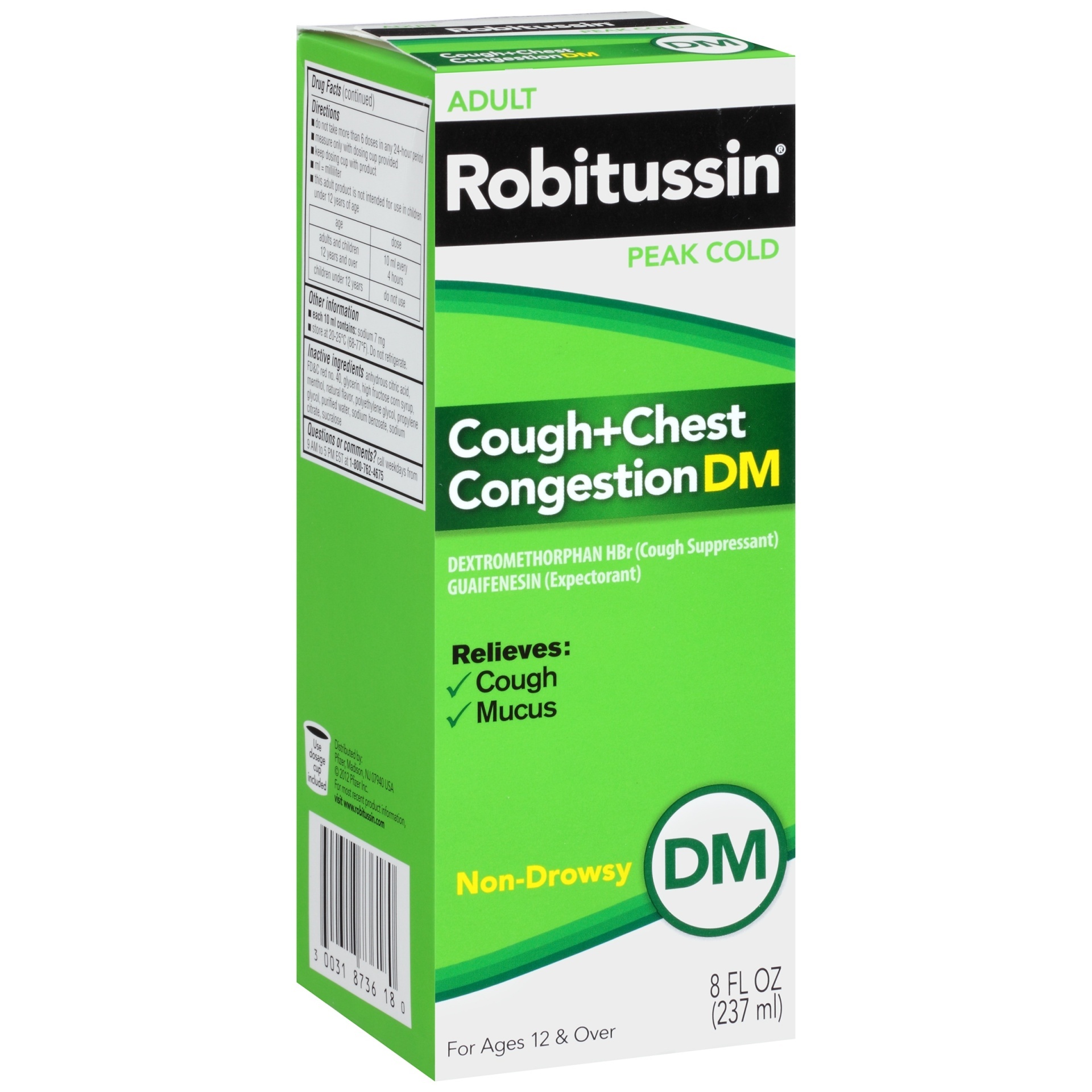 slide 1 of 1, Robitussin Peak Cold Cough + Chest Congestion DM Non-Drowsy Liquid, 8 fl oz