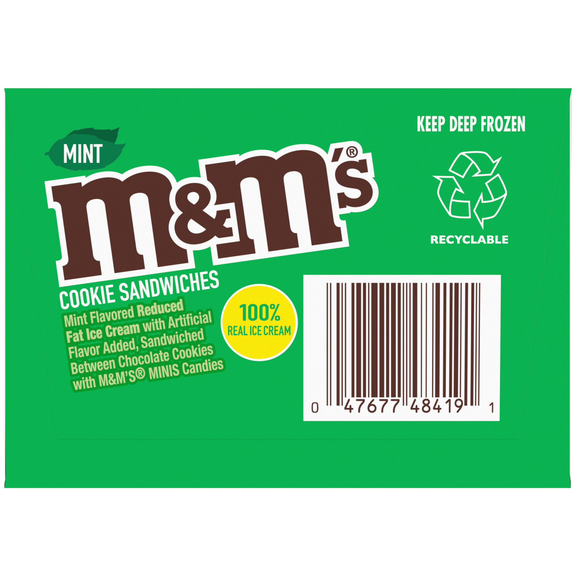 slide 4 of 4, M&M's Mint Ice Cream Cookie Sandwiches, 4 Ct Box, 16 fl oz